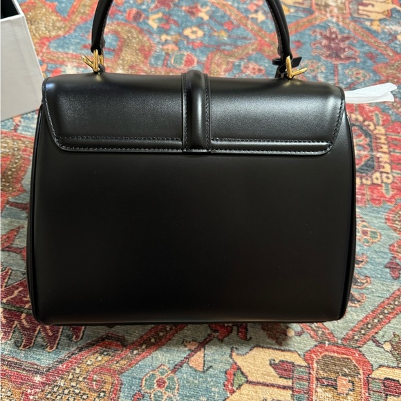 CELINE 16 Small Black Satinated Calfskin Bag FULL SET Top Handle Cross Body - Picture 7 of 15